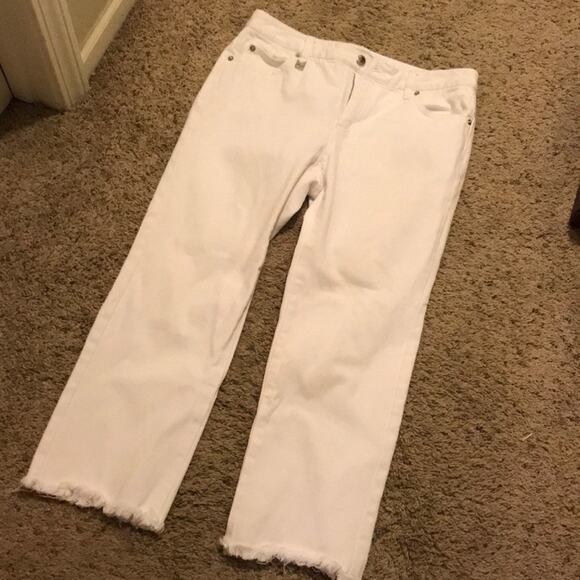 Michael Kors white jeans frayed hem size 6 - Picture 2 of 5